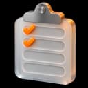 Glass clipboard with two orange checkmarks