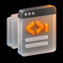 Code window with a solid orange angle bracket
