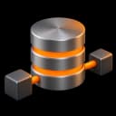 Database drum with orange rings and two connected nodes